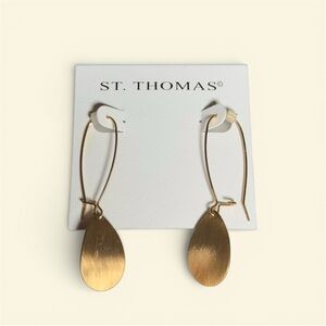 St Thomas Gold Teardrop Dangle Earrings